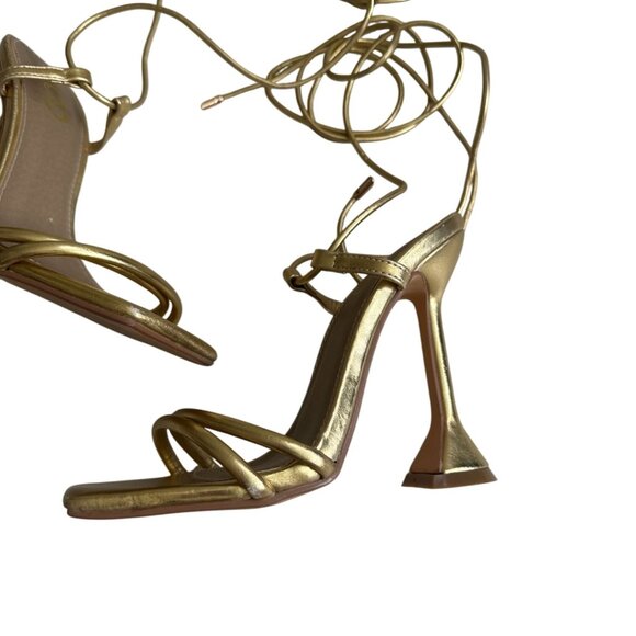 EGO Gold Lace Up Martini Heels Size US 5 / UK 3 - Picture 3 of 9
